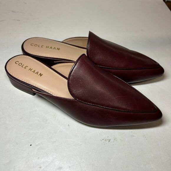Cole Haan Womens 6.5 B Bloodstone Leather Piper Mule Flat Loafers DISPLAY HB6 - Picture 5 of 7